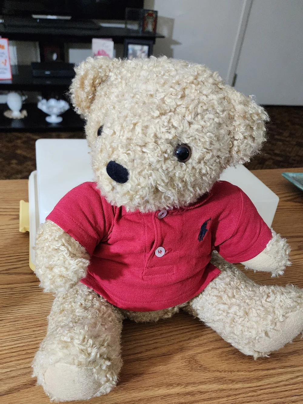 Ralph Lauren Tan Curly Plush Bear with Brand Tag